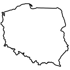 an outline border map of poland highlighted. poland map vector illustration 