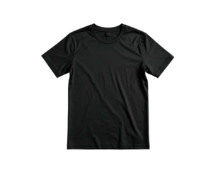 Plain black short-sleeve t-shirt, isolated on black background
