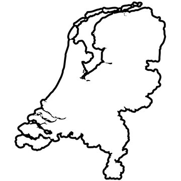 an outline map of netherlands. border map vector illustration 
