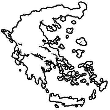 an outline border map of greece highlighted. educational administrative map vector illustration 