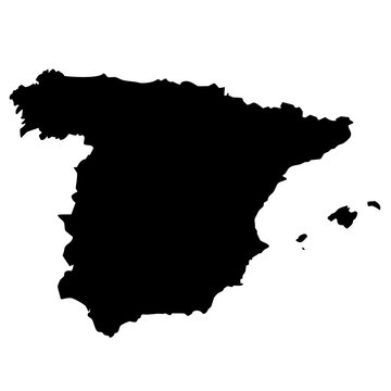 a silhouette map of spain. contour educational map vector illustration 