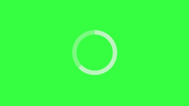 White dash circle animation on a vibrant green background. Suitable for design projects, web graphics, digital presentations, and branding materials.