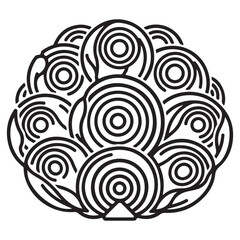 Abstract Concentric Circles Mandala Design in Black and White