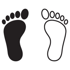 Black and White Footprints Icon on White Background