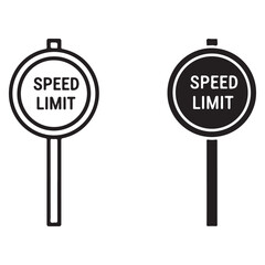 Vector Set of Two Speed Limit Signs with Text