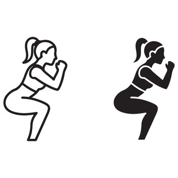 Woman Performing Squat Exercise Silhouette