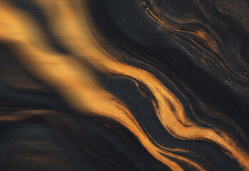 Abstract golden ribbons flow across a dark textured surface, capturing luminous waves and marble contours to create a luxurious, impactful visual for design and marketing projects