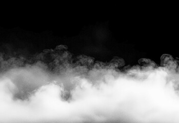A moody black background with layered white smoke drifting across lower half, creating atmospheric fog for cinematic scenes, dramatic intros, product reveals, and design concepts