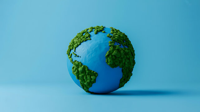 Fuzzy Green Earth on Blue - Powered by Adobe