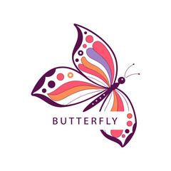 Colorful Abstract Butterfly Logo Design Vector Illustration