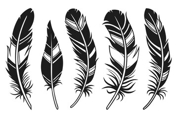 Obraz premium Native American feather pack silhouette vector illustration