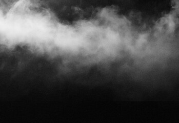 Moody grayscale fog and mist drift over a dark horizon, creating an abstract atmospheric landscape that evokes mystery, silence, and cinematic tension for dramatic design projects