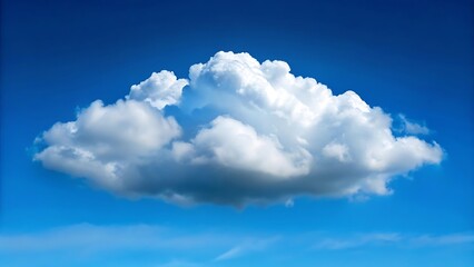 Fluffy white cumulus cloud floating in a clear blue sky