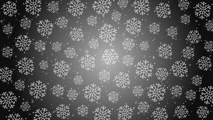 Doodle christmas snow outline seamless pattern with particles adorning a bright dark repeating background.