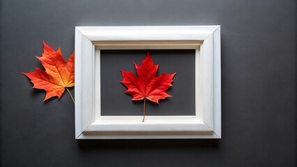 Autumn maple leaf framed with another leaf beside it