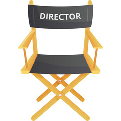 Classic Black Director Chair with Natural Wood Frame and White Title Text