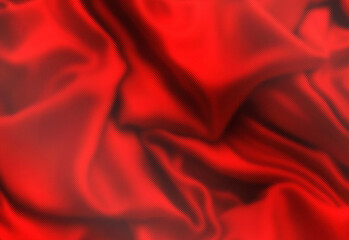 Fototapeta premium Close-up view of luxurious red silk fabric with soft flowing folds and subtle sheen, showcasing rich color and tactile texture for fashion design, textiles, and branding projects.