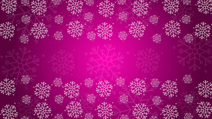 Doodle christmas snow outline seamless pattern adorning a bright pink repeating background.