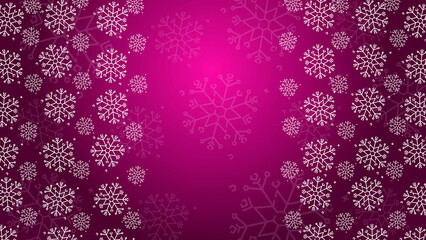Doodle christmas snow outline seamless pattern adorning a bright pink repeating background.