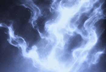 Abstract blue smoke wisps flowing across a dark starry background, creating an ethereal atmospheric texture ideal for space, science fiction, dreamlike design, cinematic overlays
