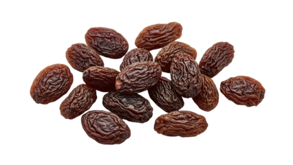 Pile of Brown Raisins on Transparent Background Macro Studio Shot