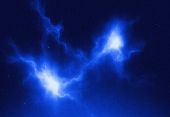 Elegant blue cosmic nebula with bright gas clouds and twinkling stars drifting through deep space, suitable for science, astronomy, education, technology, and inspirational imagery