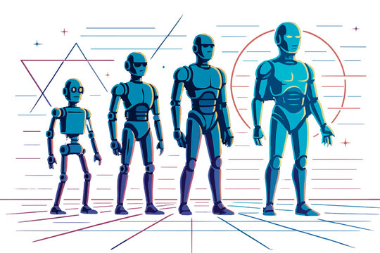 Surfaces numbers evolution aesthetics no robotics vector neon bubbles icon text fusion