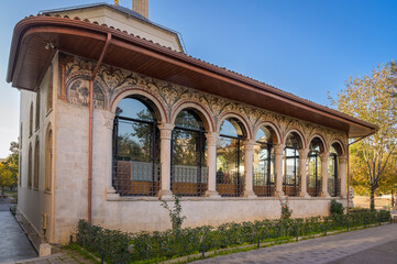 Exploring Ethem Bey Mosque's intricate architecture in Tirana's serene environment - Albania