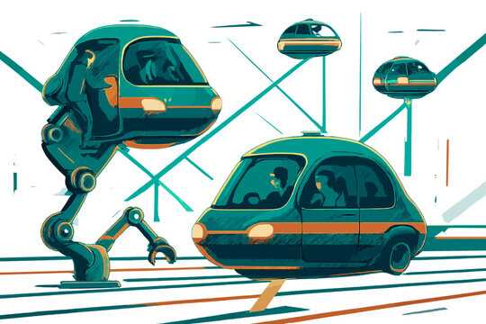 Icon taxi floating cyrillic no shapes geometric vector glowing futuristic directing fusion