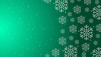 Doodle christmas snow outline seamless pattern with particles adorning a bright green repeating background.