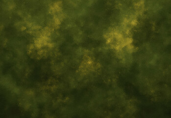 Abstract green grunge texture with olive and moss tones and subtle yellow highlights, weathered painterly background suitable for design projects and nature-inspired packaging