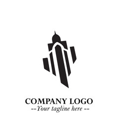 Building Logo Symbol in Black on the White Background with Modern Minimal Architecture Design