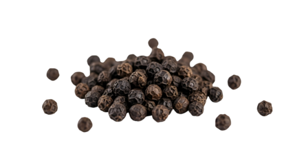 Pile of Black Peppercorns on Transparent Background Food Ingredient Still Life