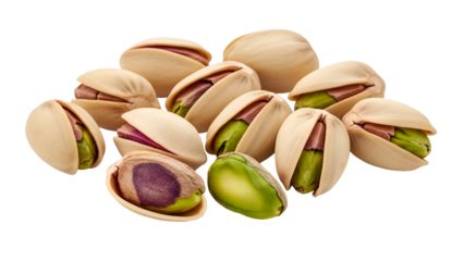 Heap of Pistachios with Cream Shells and Purple Seed Covering on Black Background