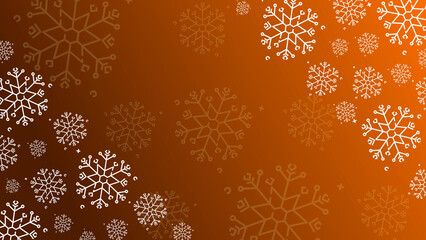 Doodle christmas snow outline seamless pattern adorning a bright orange repeating background