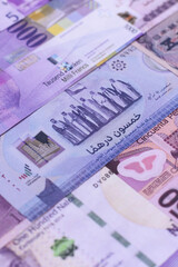 Money background, currency exchange, paper banknotes from different countries. Money cash currency