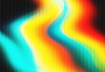 Abstract neon rainbow waves ripple across a ribbed surface, creating vibrant motion and energy suitable for backgrounds, graphic design, digital art and modern branding visuals. © DesignSells