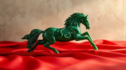 Obraz premium Chinese New Year 2026 Jade Horse Sculpture – Luxury Fire Horse Zodiac Artwork