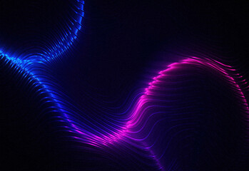 Abstract neon wave of blue and pink light curving across a dark starry background, conveying energy, digital motion, futuristic data visualization and creative tech branding