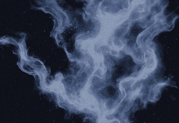Abstract blue powder dust cloud dispersing across a deep black background, captured in motion for dramatic texture, dynamic contrast, and a modern artistic composition