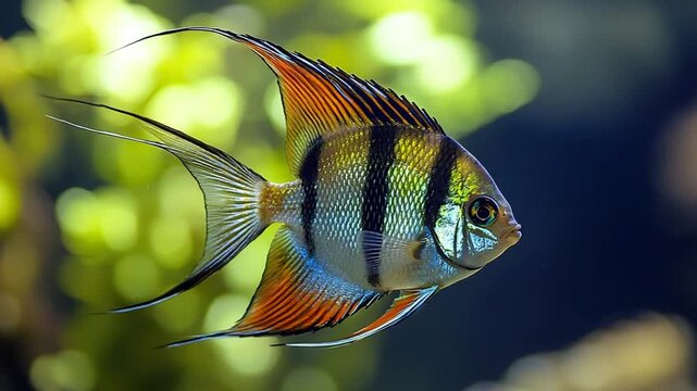 close up of a angelfish pterophyllum scalare video