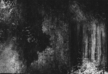 Obraz premium Abstract grunge texture featuring distressed dark background with scattered light speckles and rugged vertical streaks, ideal for design backdrops, typography, and creative layouts