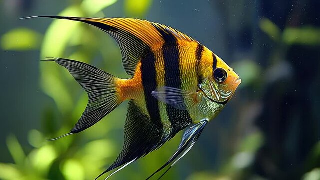  close up of a angelfish pterophyllum scalare video