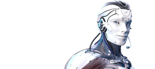 Robot head high quality very detailed 3d render