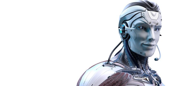 Robot head high quality very detailed 3d render