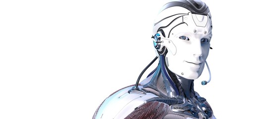 Robot head high quality very detailed 3d render