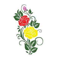 Beautiful and cool three-color rose flower costume illustration vector design is very suitable to be used as a tattoo or a t-shirt image.