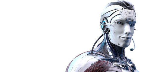 Robot head high quality very detailed 3d render