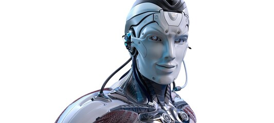 Robot head high quality very detailed 3d render