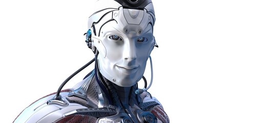 Robot head high quality very detailed 3d render